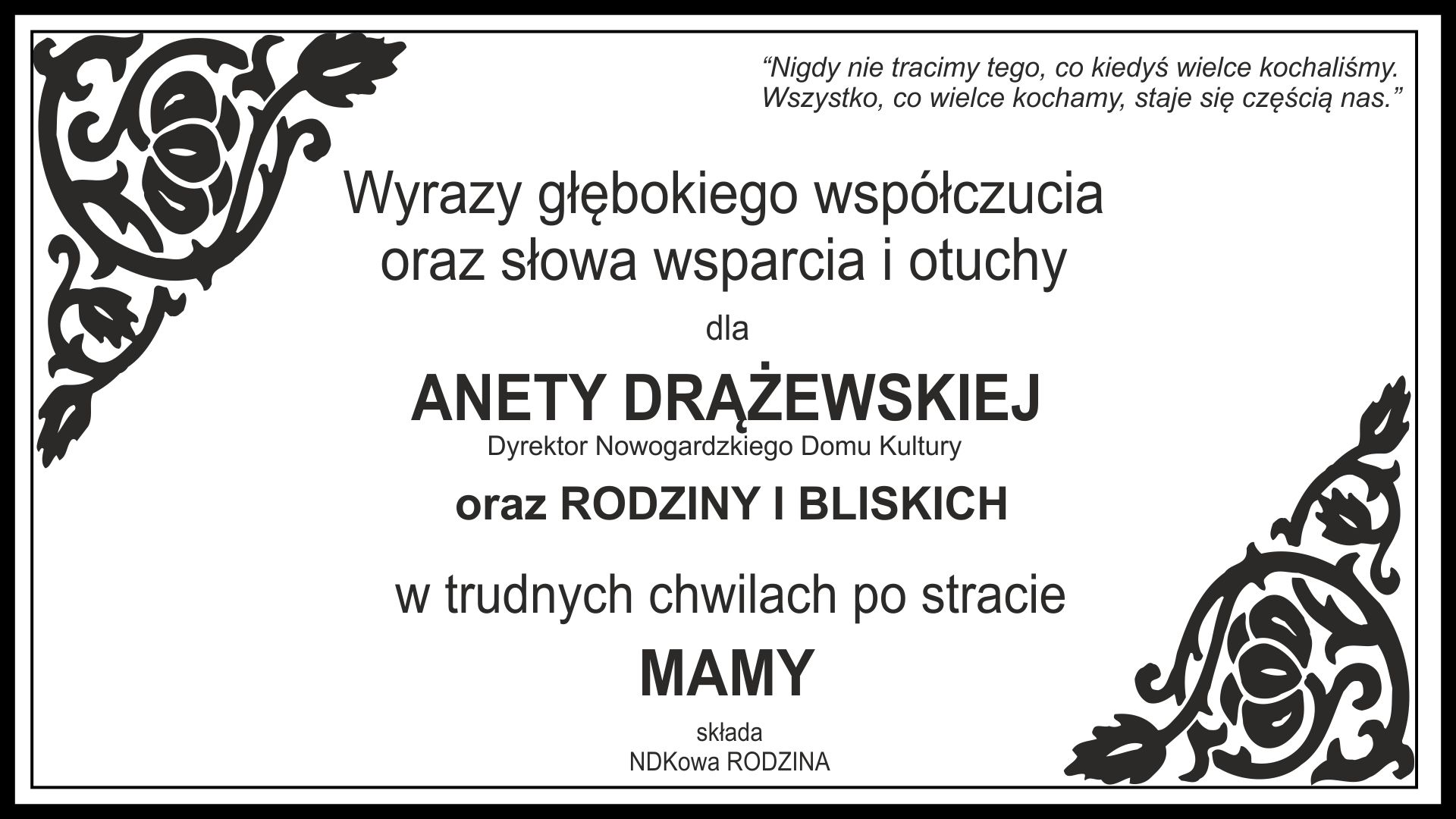KONDOLENCJE 